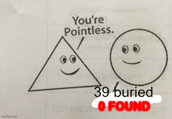 39 Buried. 0 FOUND. | 39 buried; 0 FOUND | image tagged in you're pointless | made w/ Imgflip meme maker