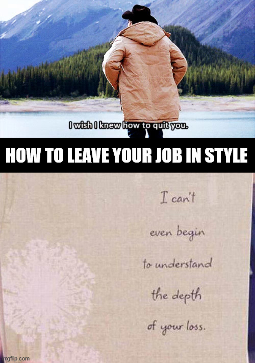 HOW TO LEAVE YOUR JOB IN STYLE | image tagged in quit you | made w/ Imgflip meme maker