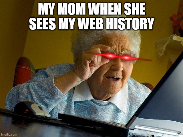 This is a scary incident | MY MOM WHEN SHE SEES MY WEB HISTORY | image tagged in memes,grandma finds the internet,funny | made w/ Imgflip meme maker
