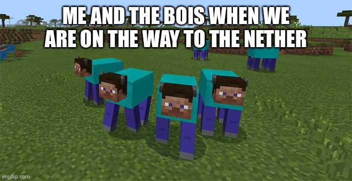 me and the boys | ME AND THE BOIS WHEN WE ARE ON THE WAY TO THE NETHER | image tagged in me and the boys | made w/ Imgflip meme maker