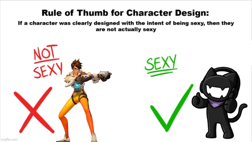 Rule of Thumb for Character Design: | image tagged in rule of thumb for character design | made w/ Imgflip meme maker