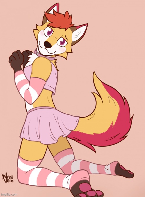 OwO (By WolfyVero) | image tagged in furry,femboy,cute,socks | made w/ Imgflip meme maker