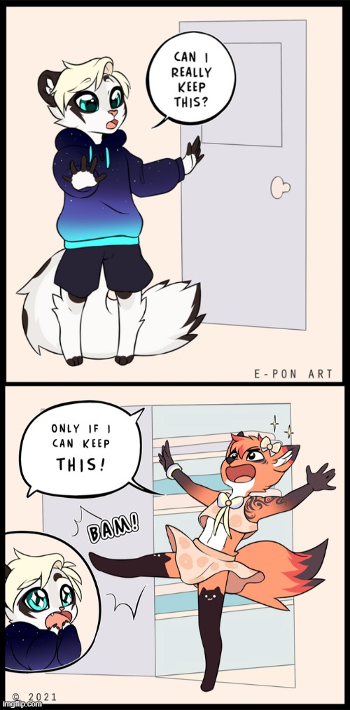 LOL (By e-Pon) | image tagged in comics/cartoons,cute,femboy,furry,adorable | made w/ Imgflip meme maker