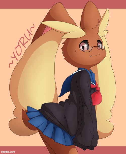 OwO! (By Lornext) | image tagged in cute,femboy,uniform,furry,pokemon,lopunny | made w/ Imgflip meme maker