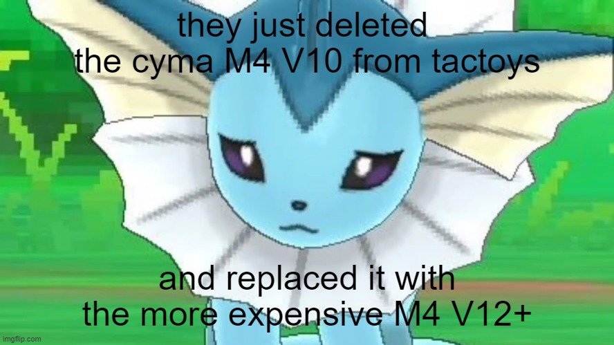 it is higher quality so guess I'll buy it  when I can | they just deleted  the cyma M4 V10 from tactoys; and replaced it with the more expensive M4 V12+ | made w/ Imgflip meme maker