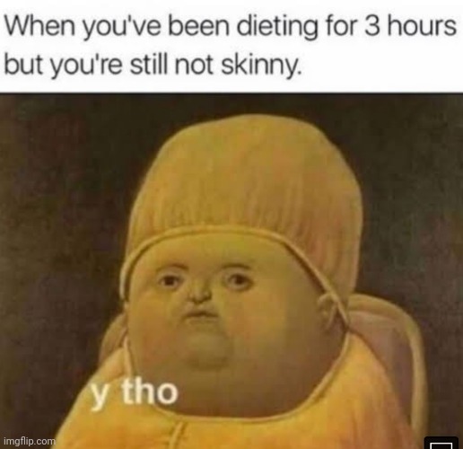 Why still fat? | image tagged in dieting,skinny,y tho | made w/ Imgflip meme maker