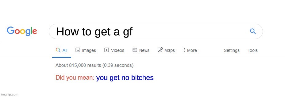 Did you mean? | How to get a gf; you get no bitches | image tagged in did you mean | made w/ Imgflip meme maker