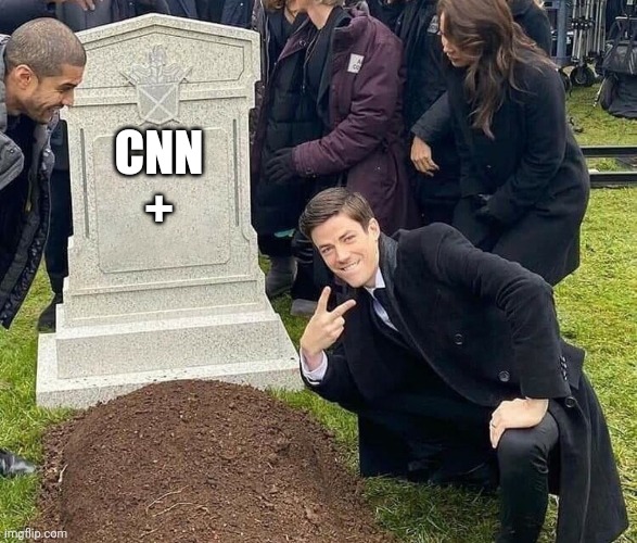 Peace sign tombstone | CNN + | image tagged in peace sign tombstone | made w/ Imgflip meme maker