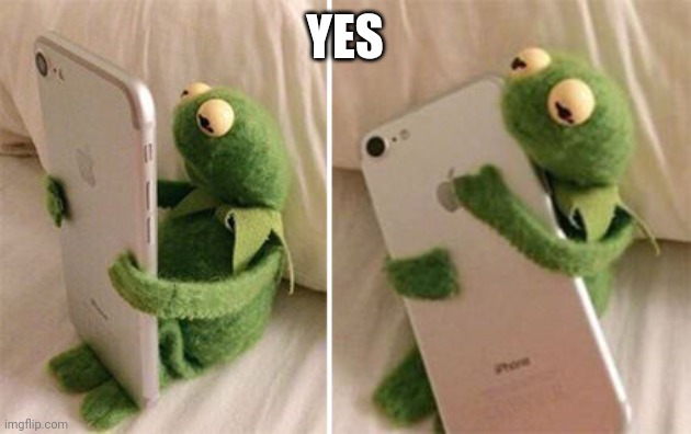 Kermit Hugging Phone | YES | image tagged in kermit hugging phone | made w/ Imgflip meme maker