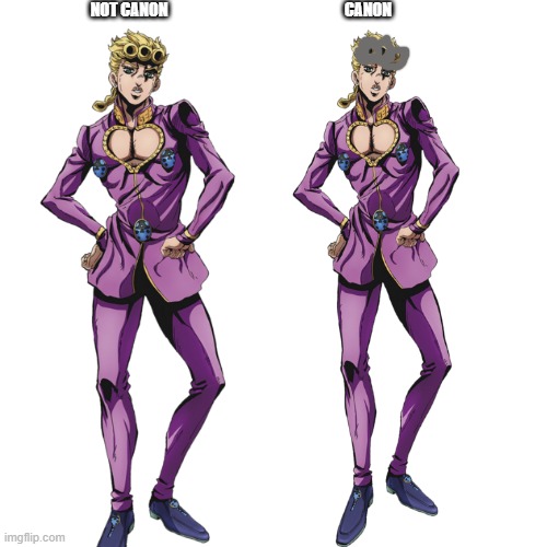jojo fans can agree with me | NOT CANON; CANON | image tagged in memes,blank transparent square | made w/ Imgflip meme maker