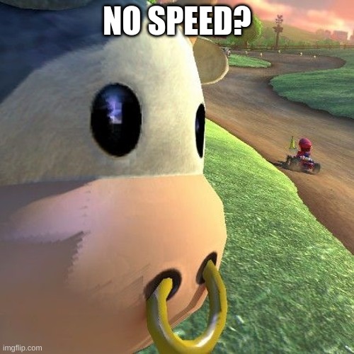 NO SPEED? | image tagged in mario kart,super mario,cow | made w/ Imgflip meme maker