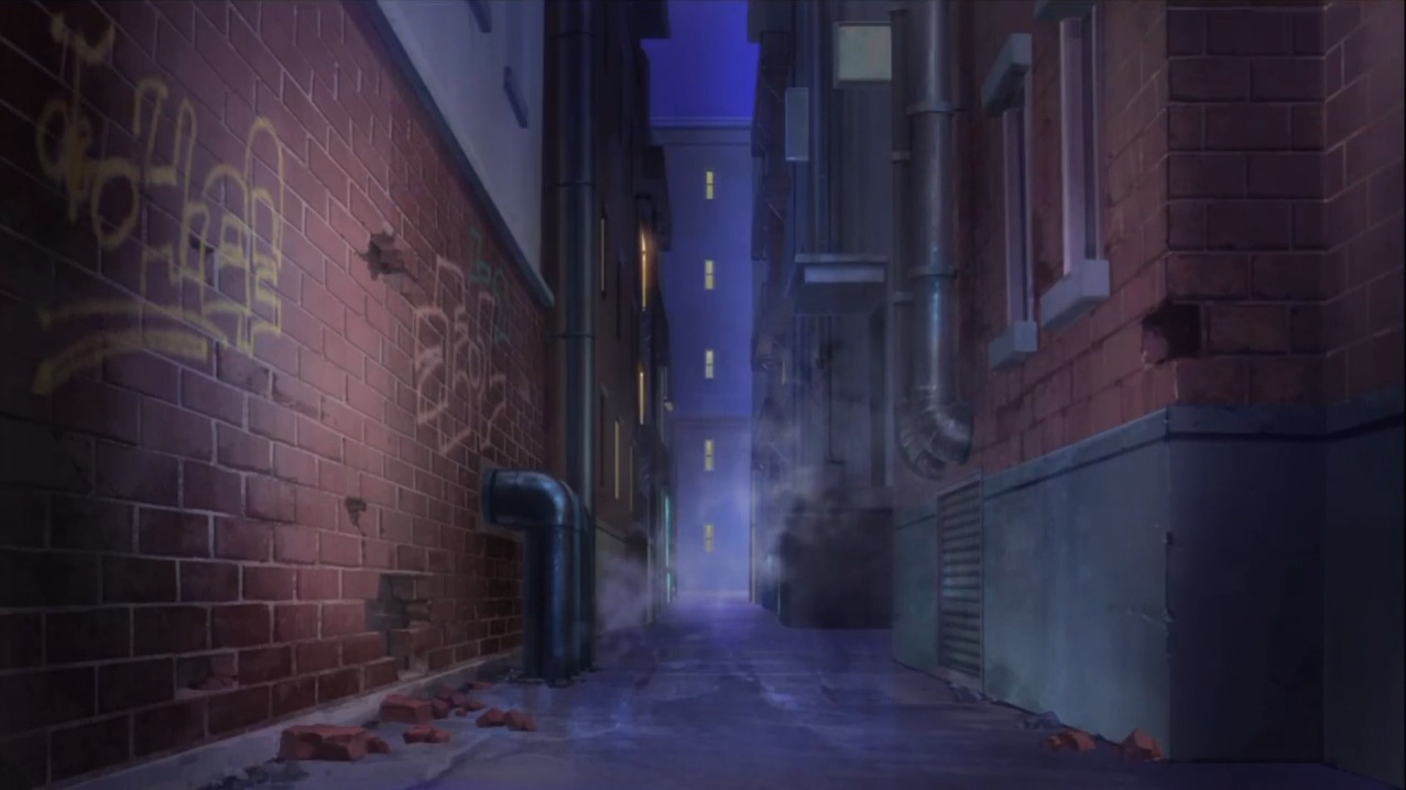 Darker than Black anime...I think. Creepy alleyway is creepy! | Creepy  backgrounds, Anime background, Anime scenery