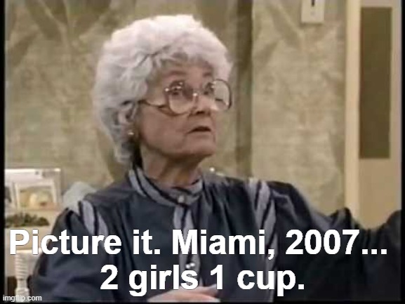 Picture it. 2 girls 1 cup | image tagged in sophia,golden girls | made w/ Imgflip meme maker