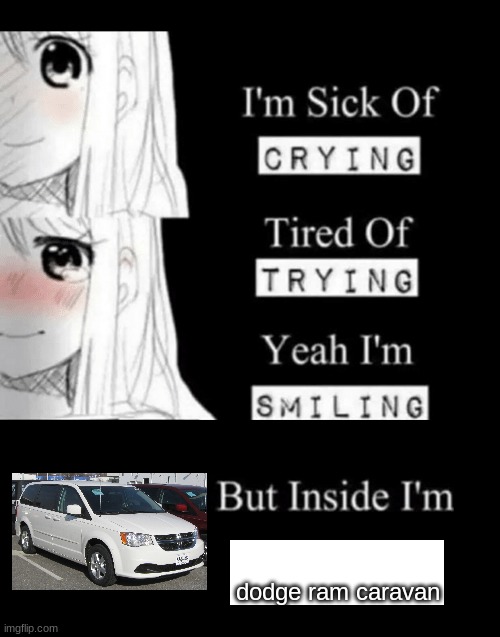I'm Sick Of Crying | dodge ram caravan | image tagged in i'm sick of crying | made w/ Imgflip meme maker