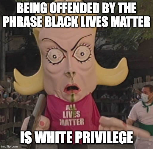 white privilege | BEING OFFENDED BY THE PHRASE BLACK LIVES MATTER; IS WHITE PRIVILEGE | image tagged in alm | made w/ Imgflip meme maker