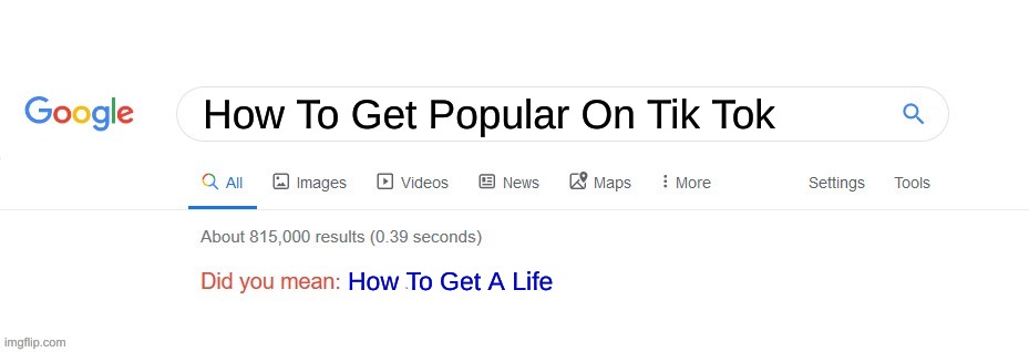 Did you mean? | How To Get Popular On Tik Tok; How To Get A Life | image tagged in did you mean,help me,mudkip | made w/ Imgflip meme maker