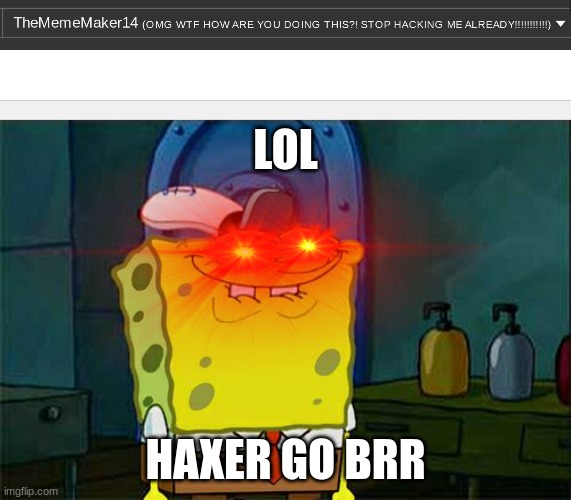 HACKS GO BRRRRRRRRRRRRRRRRRRRRRRRRRRRR | LOL; HAXER GO BRR | image tagged in memes,don't you squidward,hackers,funny,oh wow are you actually reading these tags,stop reading the tags | made w/ Imgflip meme maker