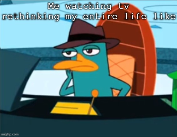 Perry the Platypus - Just No | Me watching tv rethinking my entire life like | image tagged in perry the platypus - just no | made w/ Imgflip meme maker