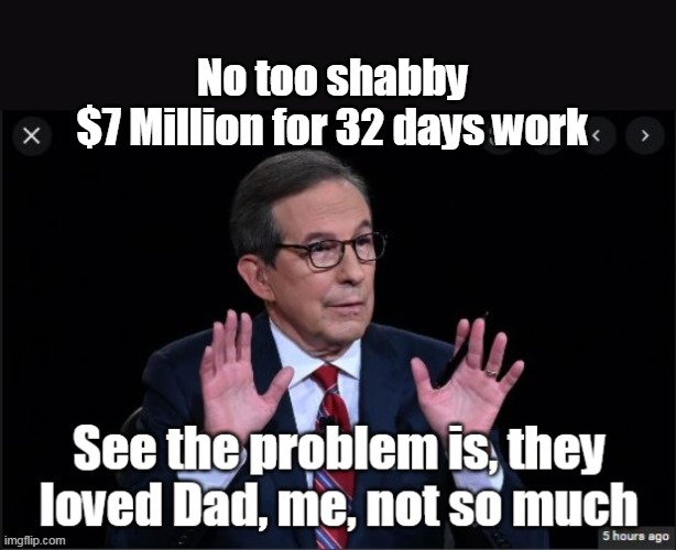 No better @ pretending to be a Lib, than a Conservative | No too shabby
$7 Million for 32 days work | image tagged in memes,cnn,cnn fake news,cnn sucks | made w/ Imgflip meme maker