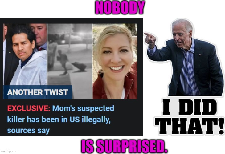 More of this to come. | NOBODY; IS SURPRISED. | image tagged in biden did that,illegal,murders,defund police,democrats,communists | made w/ Imgflip meme maker