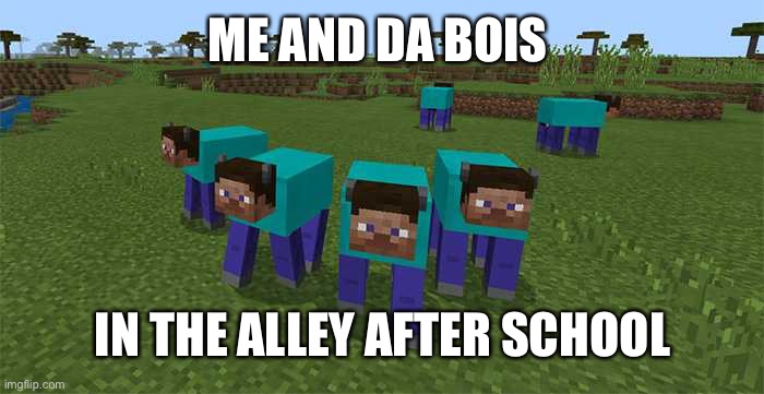 Me an da bois | ME AND DA BOIS; IN THE ALLEY AFTER SCHOOL | image tagged in me and the boys | made w/ Imgflip meme maker