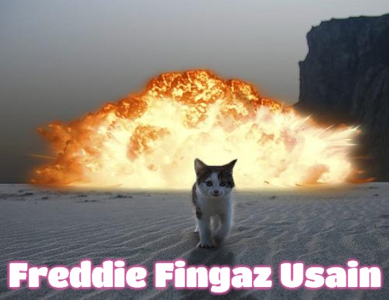 cat explosion | Freddie Fingaz Usain | image tagged in cat explosion,freddie fingaz,freddie fingaz usain,slavs,blacklabel jedih | made w/ Imgflip meme maker