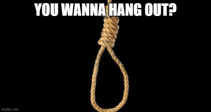lynch rope | YOU WANNA HANG OUT? | image tagged in lynch rope | made w/ Imgflip meme maker