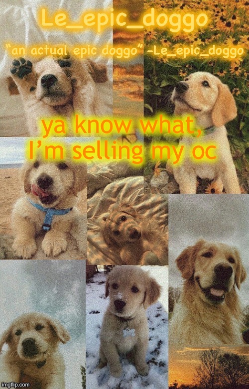 Doggo temp by doggo. Wait what that’s confusing | ya know what, I’m selling my oc | image tagged in doggo temp by doggo wait what that s confusing | made w/ Imgflip meme maker