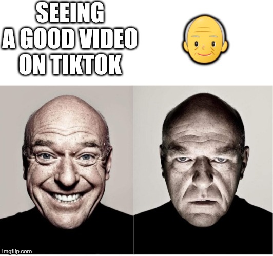 If you know the emoji you know why | SEEING A GOOD VIDEO ON TIKTOK; 👴 | image tagged in tiktok,emoji,hank | made w/ Imgflip meme maker