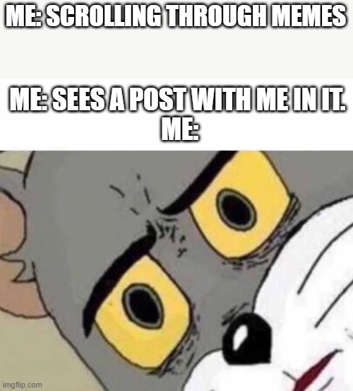 yea, whats up with it anyway? | ME: SCROLLING THROUGH MEMES; ME: SEES A POST WITH ME IN IT. 
ME: | image tagged in tom cat unsettled close up | made w/ Imgflip meme maker
