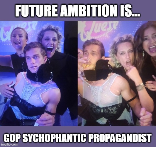 NC GOP Congressional Rep - Cawthorn - attempts political spin... | FUTURE AMBITION IS... GOP SYCHOPHANTIC PROPAGANDIST | image tagged in madison cawthorn,north carolina,gop hyprocisy,pro insurrectionist,politics for dummies,professional victim | made w/ Imgflip meme maker
