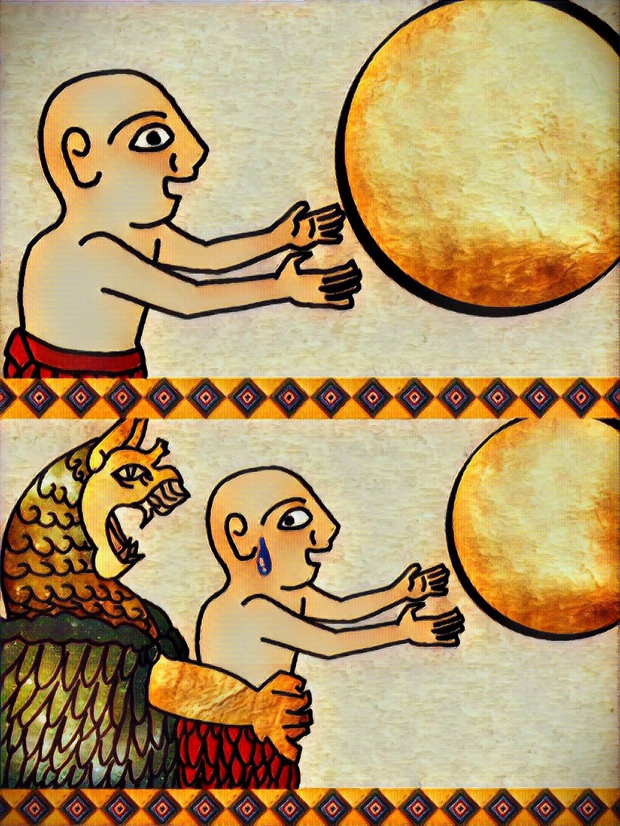 Sumerian running away balloon Blank Meme Template