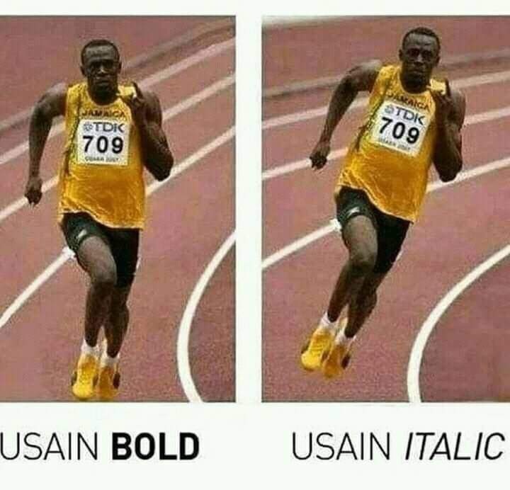 High Quality Usain Bold Usain Italic Blank Meme Template