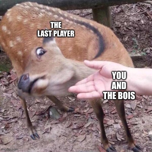 nope | YOU AND THE BOIS THE LAST PLAYER | image tagged in nope | made w/ Imgflip meme maker