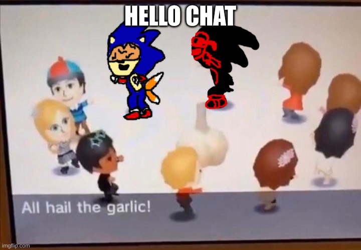 Work In Progress EXEs worshipping Garlic | HELLO CHAT | image tagged in work in progress exes worshipping garlic | made w/ Imgflip meme maker