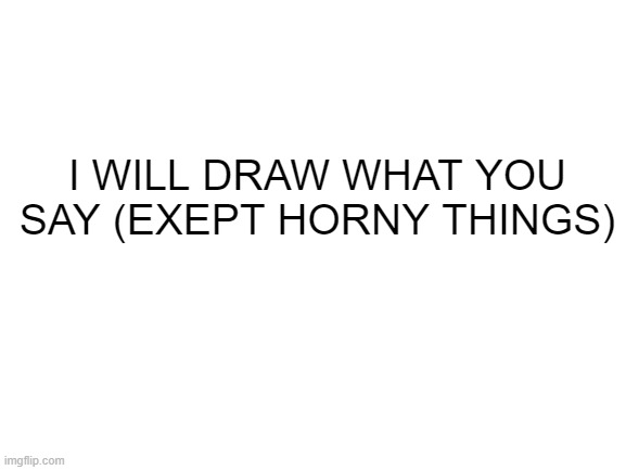 Is because i dont have ideas | I WILL DRAW WHAT YOU SAY (EXEPT HORNY THINGS) | image tagged in blank white template | made w/ Imgflip meme maker