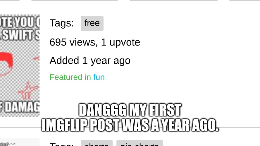 dang |  DANGGG MY FIRST IMGFLIP POST WAS A YEAR AGO. | image tagged in wow | made w/ Imgflip meme maker