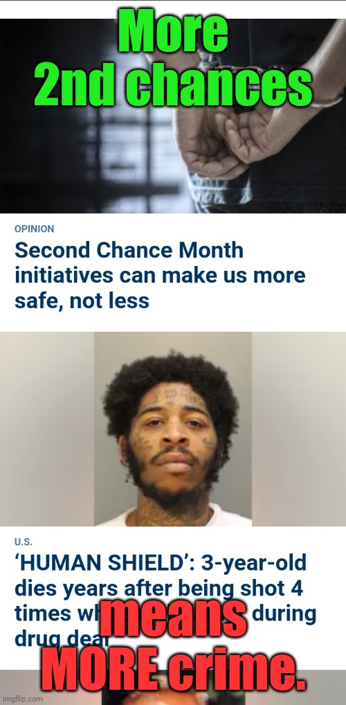 More 2nd chances; means MORE crime. | image tagged in why ask for more crime | made w/ Imgflip meme maker