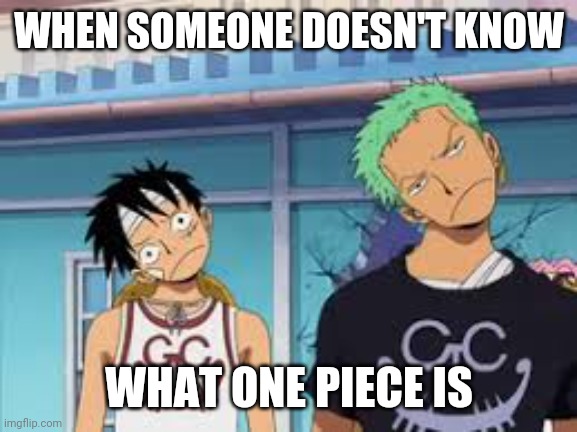 one piece confused by Jakobe Gaines | WHEN SOMEONE DOESN'T KNOW; WHAT ONE PIECE IS | image tagged in one piece confused by jakobe gaines | made w/ Imgflip meme maker