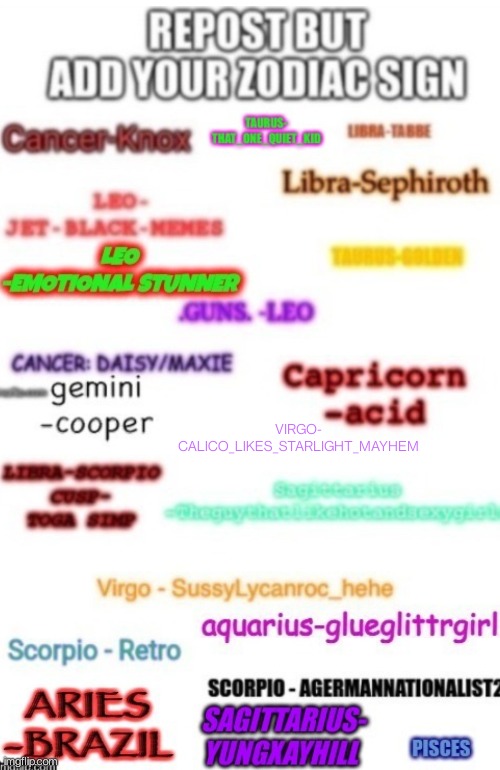 VIRGO- CALICO_LIKES_STARLIGHT_MAYHEM | made w/ Imgflip meme maker