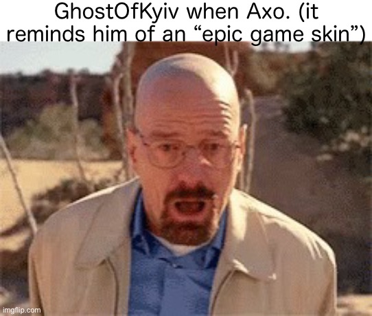 Walter White | GhostOfKyiv when Axo. (it reminds him of an “epic game skin”) | image tagged in walter white | made w/ Imgflip meme maker