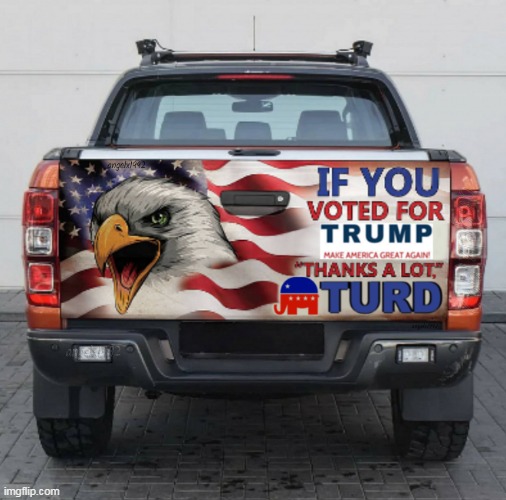 image tagged in trumpturds,clown car republicans,trucks,american flag,usa,republicants | made w/ Imgflip meme maker
