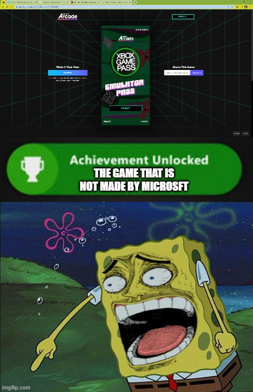 Making a fake xbox game be like: |  THE GAME THAT IS NOT MADE BY MICROSFT | image tagged in xbox one achievement,is,not,made,by,microsoft | made w/ Imgflip meme maker