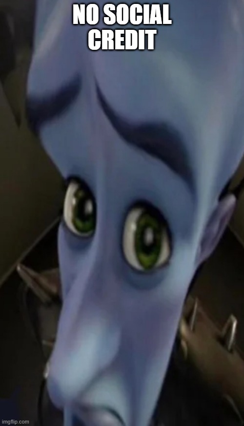 Megamind peeking | NO SOCIAL CREDIT | image tagged in no bitches | made w/ Imgflip meme maker