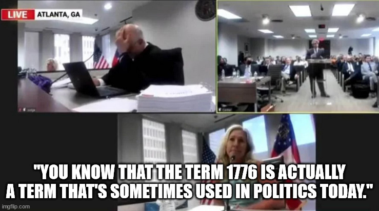 "YOU KNOW THAT THE TERM 1776 IS ACTUALLY A TERM THAT'S SOMETIMES USED IN POLITICS TODAY." | made w/ Imgflip meme maker