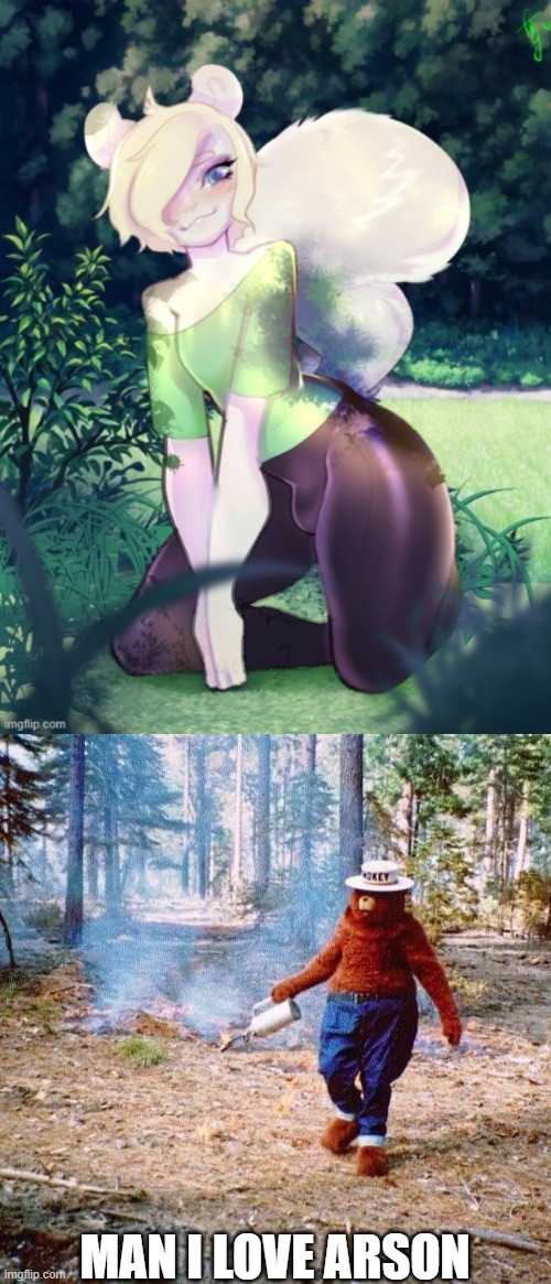 MAN I LOVE ARSON | image tagged in smokey arsonist | made w/ Imgflip meme maker