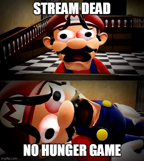 Mario dies | STREAM DEAD; NO HUNGER GAME | image tagged in mario dies | made w/ Imgflip meme maker