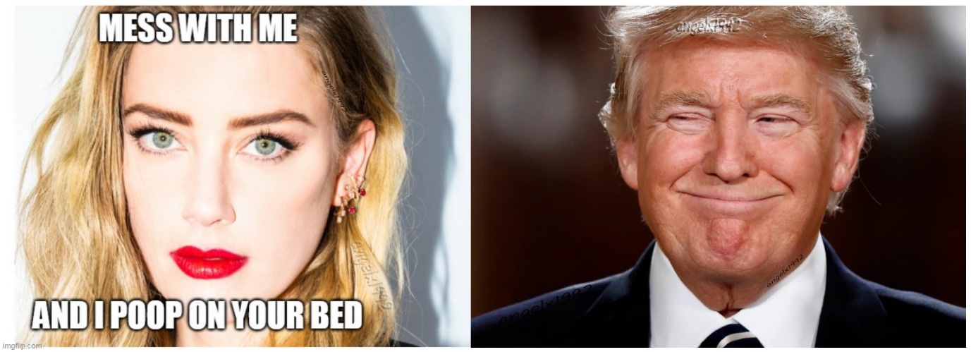 image tagged in caca girl,amber heard,johnny depp,trump,golden shower,fetishes | made w/ Imgflip meme maker