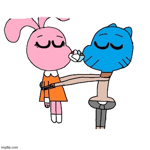 Anais kisses Gumball | image tagged in anais kisses gumball | made w/ Imgflip meme maker