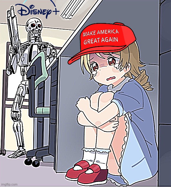 Republicans meet their worst nightmare! | image tagged in anime girl hiding from terminator | made w/ Imgflip meme maker